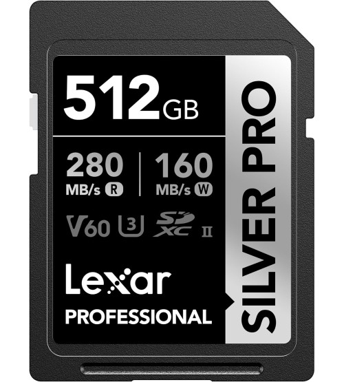 LEXAR SDcard 512GB Silver PRO SDXC UHS-II 512GB W 160MB/s R 280MB/s LSDSIPR512G-BNNNG LEXAR SDcard 512GB Silver PRO SDXC UHS-II 512GB W 160MB/s R 280MB/s LSDSIPR512G-BNNNG
